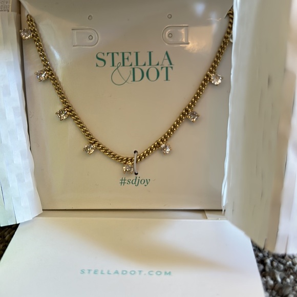 New Stella & Dot Stellar chain Crystal Strand Necklace Gold - Picture 6 of 6